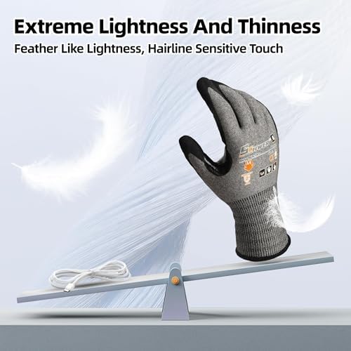 Schwer 2 Pairs A4 AIR-SKIN Cut Resistant Work Gloves, AR5918, S