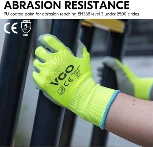 Vgo... 10Pairs PU Coated Safety Work Gloves,Gardening Gloves (PU2103,L)
