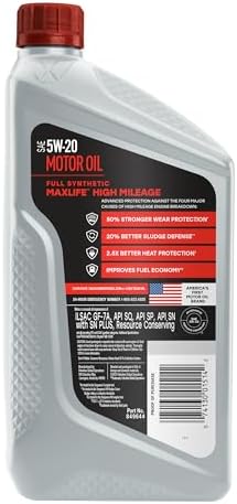 Valvoline Full Synthetic High Mileage with MaxLife Technology SAE 5W-20 Motor Oil 1 QT, Case of 6
