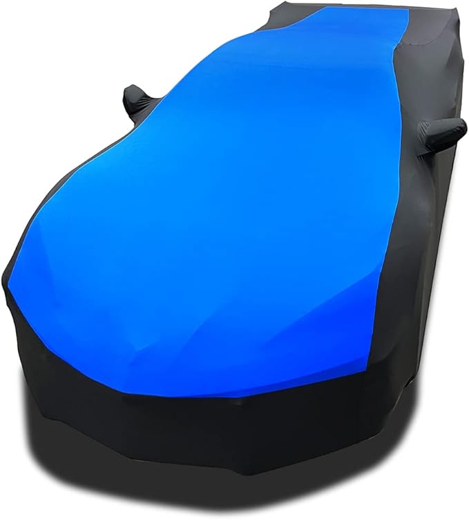 SR1 Performance USA C8 Corvette Indoor Car Cover – Custom Fit Stretch Satin Ultraguard, Soft Paint Protection Against Dust & Scratches for 2020–2026 Stingray, Z51, Z06, E-Ray (Blue/Black)