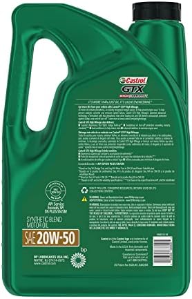 Castrol GTX High Mileage 20W-50 Synthetic Blend Motor Oil, 5 Quarts, (Pack of 2)