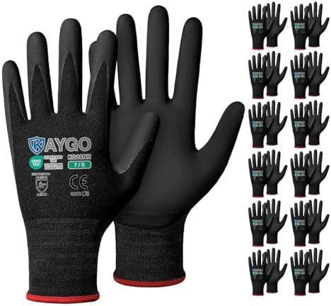 KAYGO Safety Work Gloves, MicroFoam Nitrile Coated, Men Women,KG18N