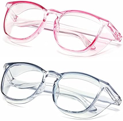 Alsenor Safety Glasses Anti Fog Goggles Protective Eyewear Blue Light Blocking Anti Dust UV Protection Glasses For Men Women (2 Pack(purple+Blue))