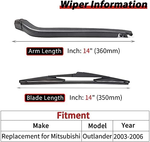 OTUAYAUTO MR971507 Rear Windshield Wiper Arm Blade Set - Replacement for Mitsubishi Outlander 2003-2006