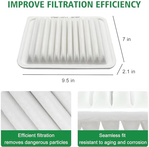 Capume 2PCS Cabin Engine Air Filter Kit Fits for 2009-2019 Corolla, 2017-2018 Corolla iM, 2009-2013 Matrix, 2008-2014 xD, 2016 iM, 2009-2010 Vibe, Replace CF10285, 87139-30070, CA10190, 17801-21050