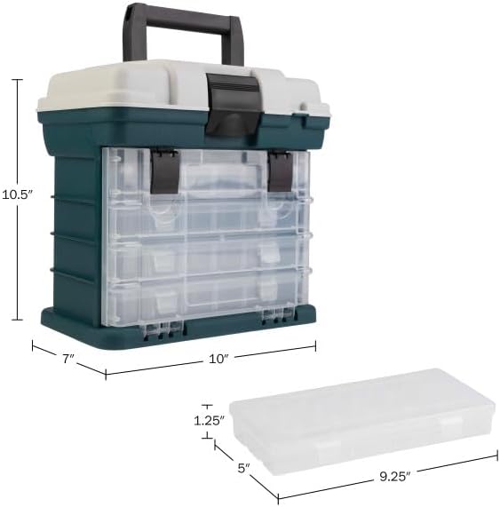 Portable Tool Box - Small Parts Organizer with Drawers and Customizable Compartments for Hardware, Fishing Tackle, Beads, or Crafts by Stalwart (Gray)