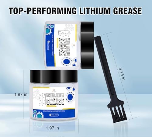 White Lithium Grease 4oz - Multi-Purpose High Temp Lithium Lubricant for Automotive, Marine, Industrial Use - Multi-Purpose Gear Lubricant for Bearings, Chains, Gears - Dielectric Grease with Brush