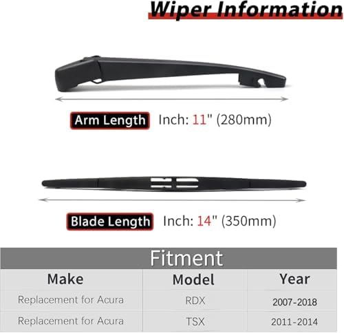 OTUAYAUTO Rear Wiper Arm Blade Set Replacement for Acura RDX 2007-2018