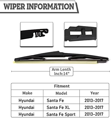 Rear Wiper Blade for Hyundai Santa Fe 2013-2017,Kia Sedona 2015-2022