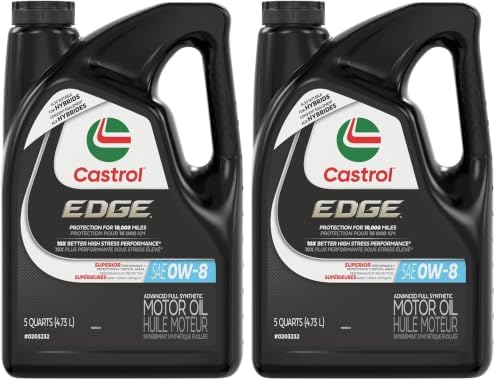 Castrol Edge Advanced Full Synthetic 0W-8 Motor Oil, 5 Quarts (Pack of 2)