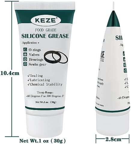 KEZE Silicone Grease Waterproof Food Grade Silicone Sealant Lubricant for Plumbers Valve Faucet O Rings 1 oz 3-Pack