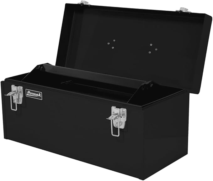 Homak Steel Flat Top Toolbox with Removable Tray, Black, 20 Inches