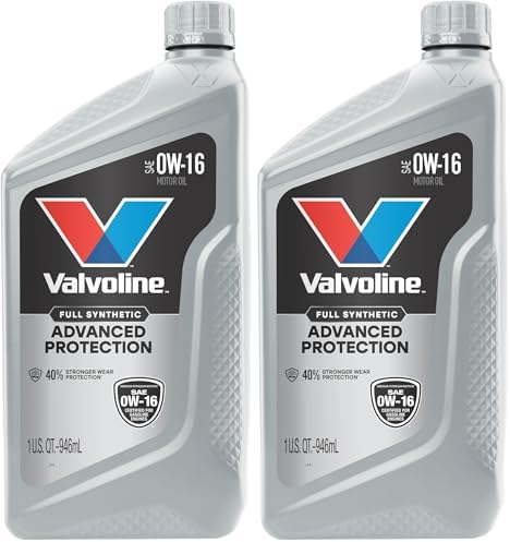Valvoline Advanced Full Synthetic SAE 0W-16 Motor Oil 1 QT (Pack of 2)