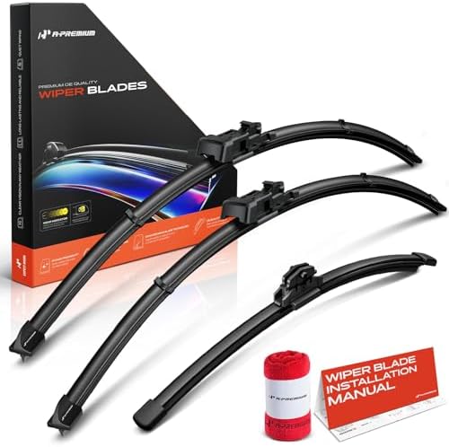 A-Premium 26"+26"+14" Windshield Wiper Blades with Wear Indicator & Towel