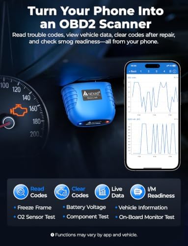 NEXAS NexLINK Bluetooth OBD2 Scanner with Live Data for All US Cars