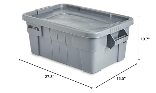Rubbermaid Commercial Products BRUTE Tote Storage Bin with Lid, 14-Gallon, Gray, Rugged/Reusable Boxes for Moving/Camping/Garage/Basement Storage, Pack of 6