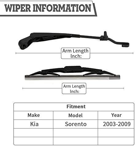 Rear Windshield Wiper Arm & Blade Assembly for Kia Sorento 2003-2009
