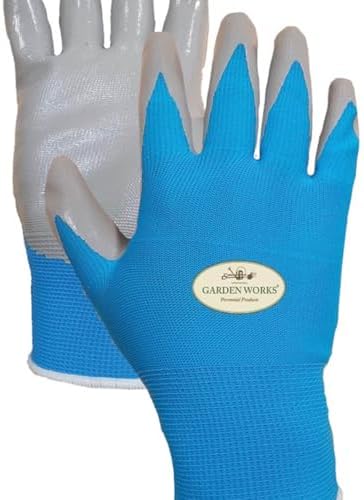 Garden Works Weeders Gardening Gloves, Medium, Blue