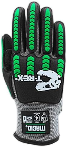 MAGID T-REX Flex Series ANSI Cut Level A9 Knit Impact Glove, 72 Pairs, NitriX Palm, Size 8/M, Black & Green, TRX795