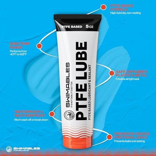Swimables 5 oz Pool PTFE Lube - PTFE-Based Sealant for Pool o Ring Lube, Gaskets & Pools Equipment - Long Lasting Magic Lubes for Pools Filter Lubes, Spa Pumps - Waterproof & Non-Melting, 4 Pack