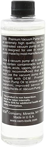 OEMTOOLS 24399 Vacuum Pump Oil, 8 oz, Hydrotreated, 8oz Vacuum Oil Change Tool Accessory, Widely Compatible for Fluid Pump, Automotive, Electrical, and Mechanical Systems