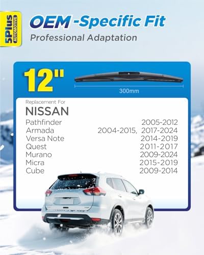 5 PLUS Custom-Fit Rear Wiper Blade Fits Nissan Armada 2005-2024,12"