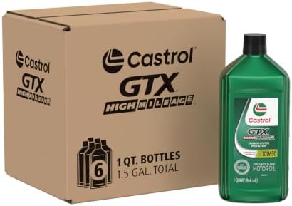 Castrol GTX High Mileage 10W-30 Synthetic Motor Oil, 1 Quart, Pack of 6