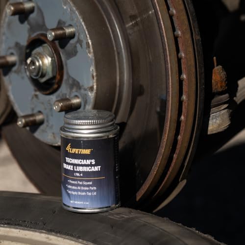 4LIFETIMELINES Technician's Grade Brake Lubricant - Rust and Corrosion Protection - Silences Squeaks - Mess-Free Application with Brush Top Can - 4 oz