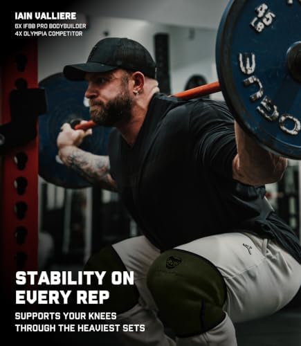 Gymreapers Knee Sleeves (Pair w/Bag) - Knee Compression Sleeve Support for Squats, Weightlifting, and Powerlifting 7MM Neoprene Sleeves - 1 Year Warranty (Military Green/Black, XX-Large)