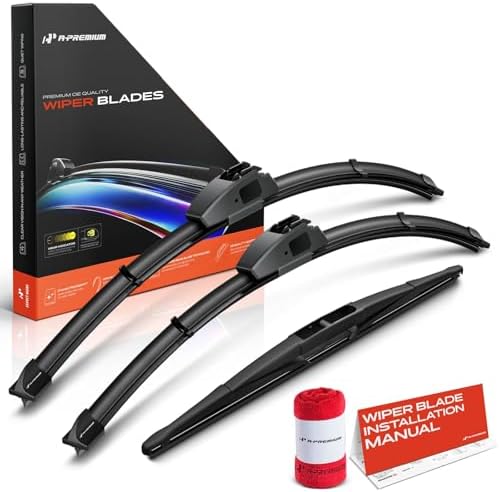 A-Premium 24"+21"+14" Windshield Wiper Blades with Wear Indicator & Towel