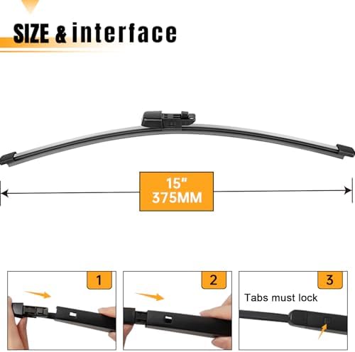 AUTOBOO 15" Rear Wiper Blade Replacement for VW Tiguan 2018-2025
