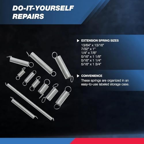 NEIKO 50456A Spring Assortment Set, 200 Piece, Extension and Compression Springs Kit, Zinc Plated Steel Mechanical Compression Springs, Assorted Size Small Springs for All Types of Home Repairs & DIY