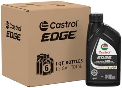 Castrol EDGE 5W-20 Advanced Full Synthetic Motor Oil, 1 Quart, Pack of 6