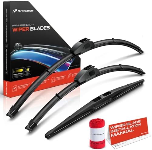A-Premium 26"+19"+14" Windshield Wiper Blades with Wear Indicator & Towel