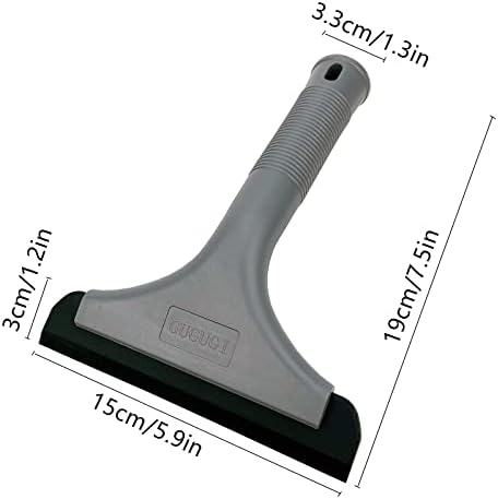 Super Flexible Silicone Squeegee, Auto Water Blade, Water Wiper, Shower Squeegee, 5.9'' Blade and 7.5'' Long Handle, for Car Windshield, Window, Mirror, Glass Door, Grey Black
