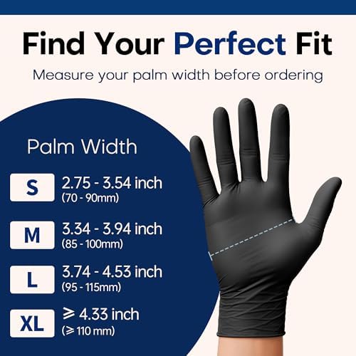 Supmedic Soft Max Disposable Nitrile Exam Gloves, Powder-Free Black, 100 Ct