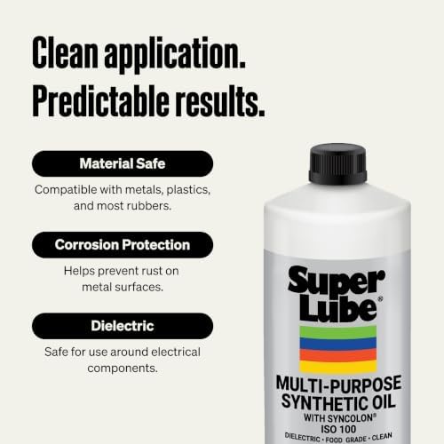 Super Lube 51030 Synthetic Oil with PTFE, High Viscosity, 1 quart Bottle, Translucent White