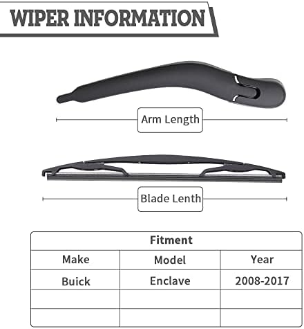 Rear Windshield Wiper Arm & Blade for Buick Enclave 2008-2017