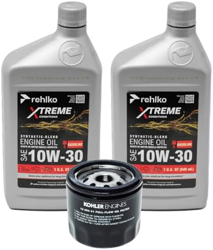 Maintenance (2 Qts) Synthetic Blend 10W30 Kohler Engine Oil & (1) Kohler 12 050 01-S1 Oil Filter