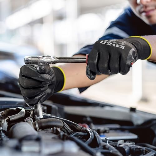 KAYGO Work Gloves for Men and Women, Black Nitrile Coated,KG12N,60Pairs