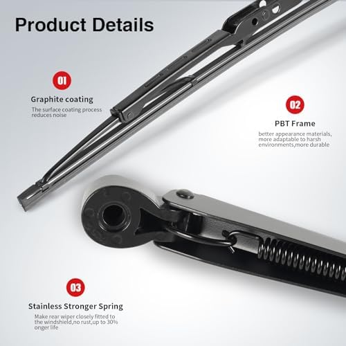 Replacement for Jeep Grand Cherokee 1998-2004, Rear Windshield Wiper Arm Blade Set - OTUAYAUTO Factory OEM Style 5102882AA