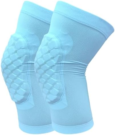 Basketball Knee Pads for Kids Volleyball Knee Pads, Honeycomb Basketball Sleeves Baseball Sleeves Youth Boys & Girls, Knee Savers for Catchers Youth Wrestling Soccer Football Volleyball Roller Skating (Light Blue, Large)