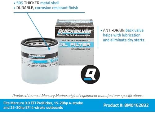 Quicksilver 8M0162832 Oil Filter for Select Mercury 9.9-30hp Outboards