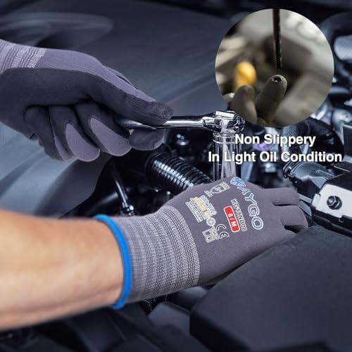 KAYGO Safety Work Gloves, MicroFoam Nitrile Coated, Men Women,KG18N