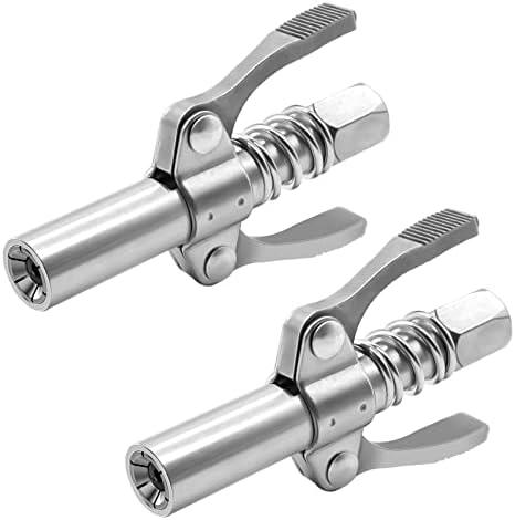 Grease Gun Coupler, Double Handle Quick Lock Release Grease Tips Ends Couplers, Rated 10,000 PSI, Compatible with All Grease Guns 1/8" NPT Fittings, 2-PCS