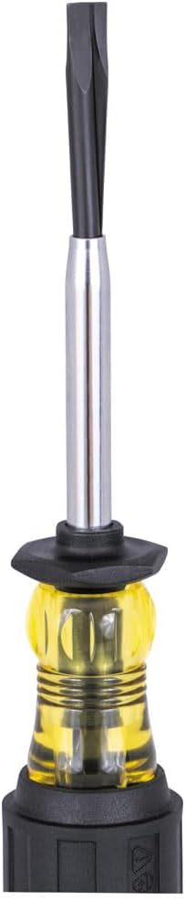 Klein Tools 6024K Slotted Screw-Holding Screwdriver, 1/4-Inch Split-Blade Flat Head Driver, Positive Gripping Action, Cushion-Grip Handle