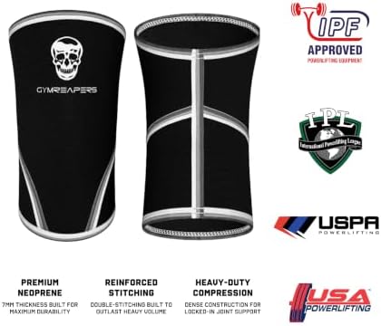 Gymreapers Knee Sleeves (1 Pair) Free Gym Bag - Knee Sleeve & Compression Brace for Squats, Fitness, Weightlifting, and Powerlifting 7MM Sleeve Pair - For Men & Women - 1 Year Warranty (Medium)