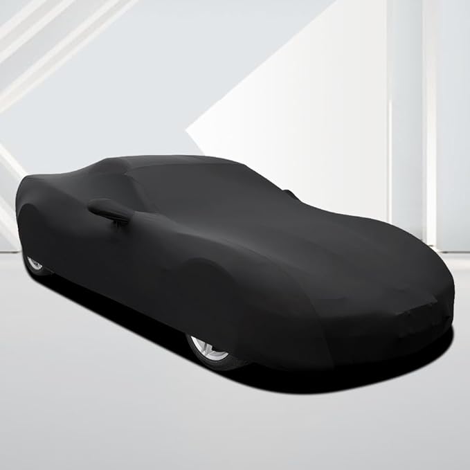 WinPower Indoor Sports Car Cover 154-169 inches Stretch Dustproof Protection Full Car Cover for Underground Garage, Car Show, Black