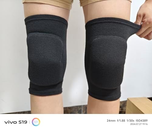 Anti slip sponge, soft and breathable men's, women's, girls', and children's black knee pads suitable for sports scenes such as volleyball, football, dance, yoga, wrestling, running, cycling, etc (Black, X-Small)