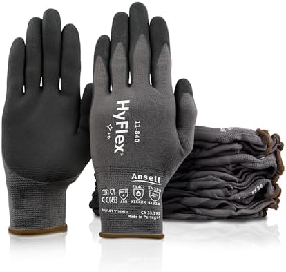 Ansell HyFlex 11-840 Foam Nitrile Coated Work Gloves, Size M, 12 Pairs